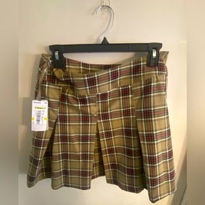 Jolt Juniors Tan Plaid Skirt With Front Flap Size Medium